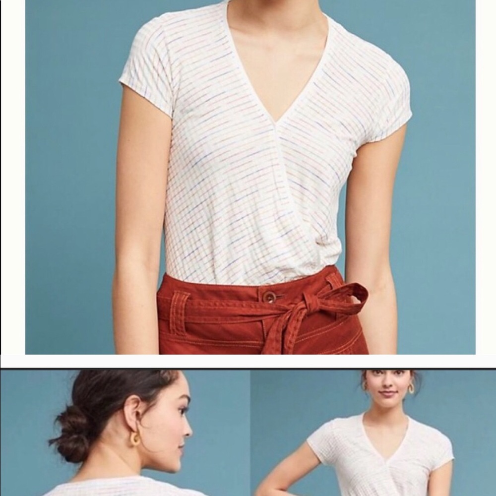 Anthropologie Maeve rainbow stripe vneck wrap top